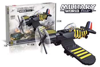 

Military ww2 F4U Corsair fighter model batisbricks building block world war america air forces figures bricks toys collection