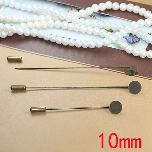 Diy jewelry Findings Antique Bronze Color Hat Pins Brooch Pins 10mm pad