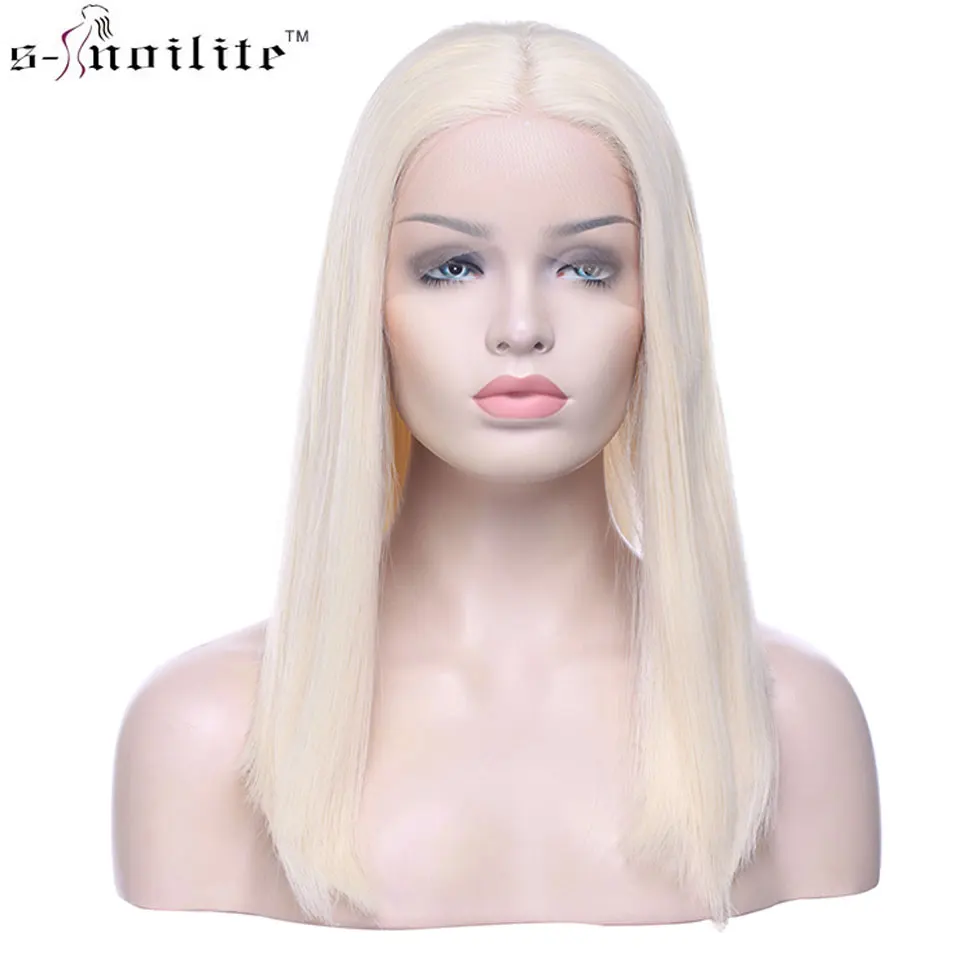 

SNOILITE 14inch synthetic lace front wig long straight hair BOB wig black brown pink bob wig for women