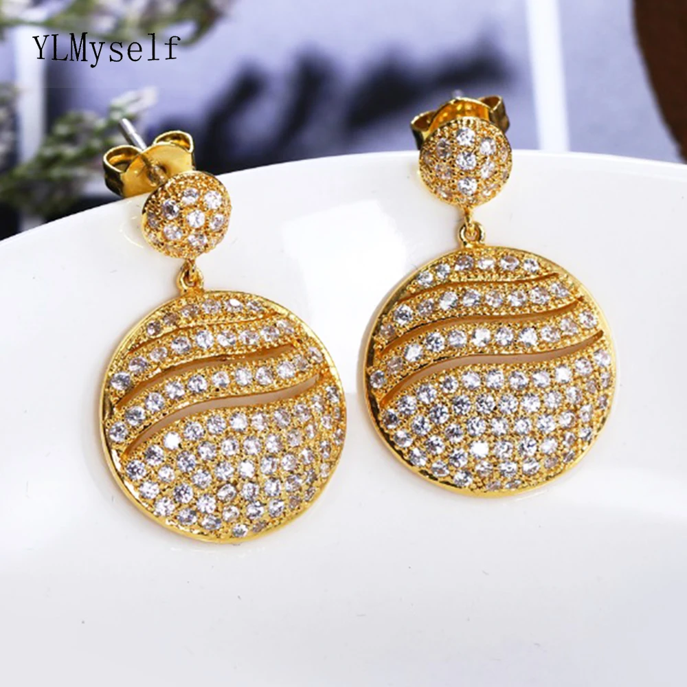 

New Style Luxurious Round pendant drop statement earrings aros mujer oreja sieraden aretes de mujer Women Fashion jewelry