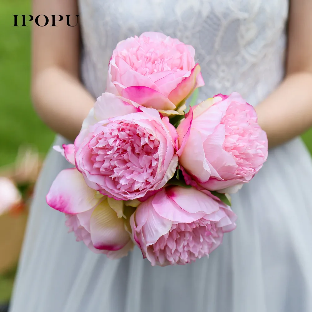 Rose flores rosas artificialmente Peony seda Strauss para el hogar floral decorativas nuevo 