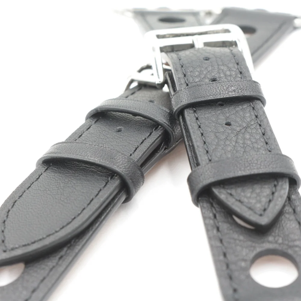 URVOI Single Tour Rally band for apple watch series 3 2 1 strap for iwatch racing belt for Hermes watch band Noir Gala leather12