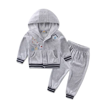 

Sports velour Hoodie Suits Long Sleeve Baby Boys Clothing Sets 2pcs/set Jacket+Pants Girls Clothes 2018 Autumn Outfits