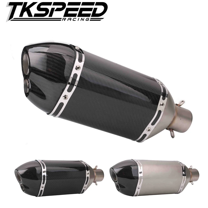 

Motorcycle modification 51mm real carbon fiber muffler exhaust short double mouthe big hexagon