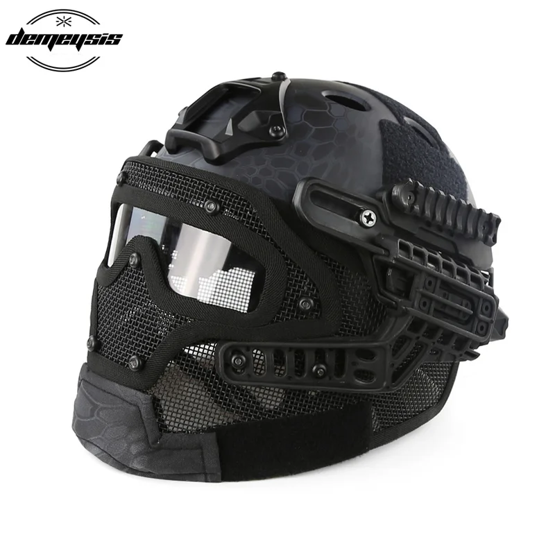Tactical Helmet with Mask Airsoft Helmet Paintball Fullface Protective Face Mask Helmet for Sports CS Military Helmet Tactical Helmet with Mask Airsoft Helmet Paintball Fullface Protective Face Mask Helmet for Sports CS Military Helmet