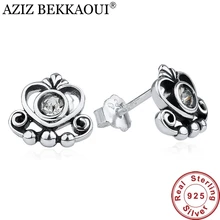 Серьги-гвоздики в форме короны из стерлингового серебра 925 пробы, серьги-гвоздики в форме короны для женщин, тиара принцессы, серьги в стиле панк совместим со сковородой ювелирных изделий