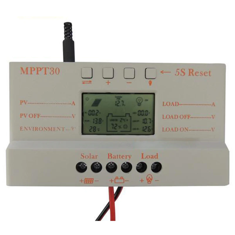 30A регулятор MPPT солнечной панели Контроллер заряда 12/24V 380/760W с ЖК дисплей USB|charge