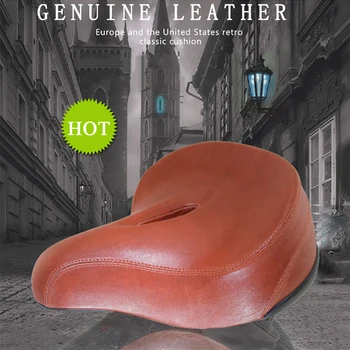 

Soft Vintage Seat Dual Spring Comfort MTB Bike Retro Saddle Genuine Leather Soft Foam Ergonomic Wide Biciclete Spare Parts