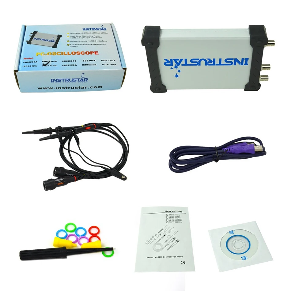 ISDS210B 4 в 1 двухканальный ПК USB портативный цифровой осциллограф+ анализатор спектра+ DDS+ развертки 40 м 100 мс/с
