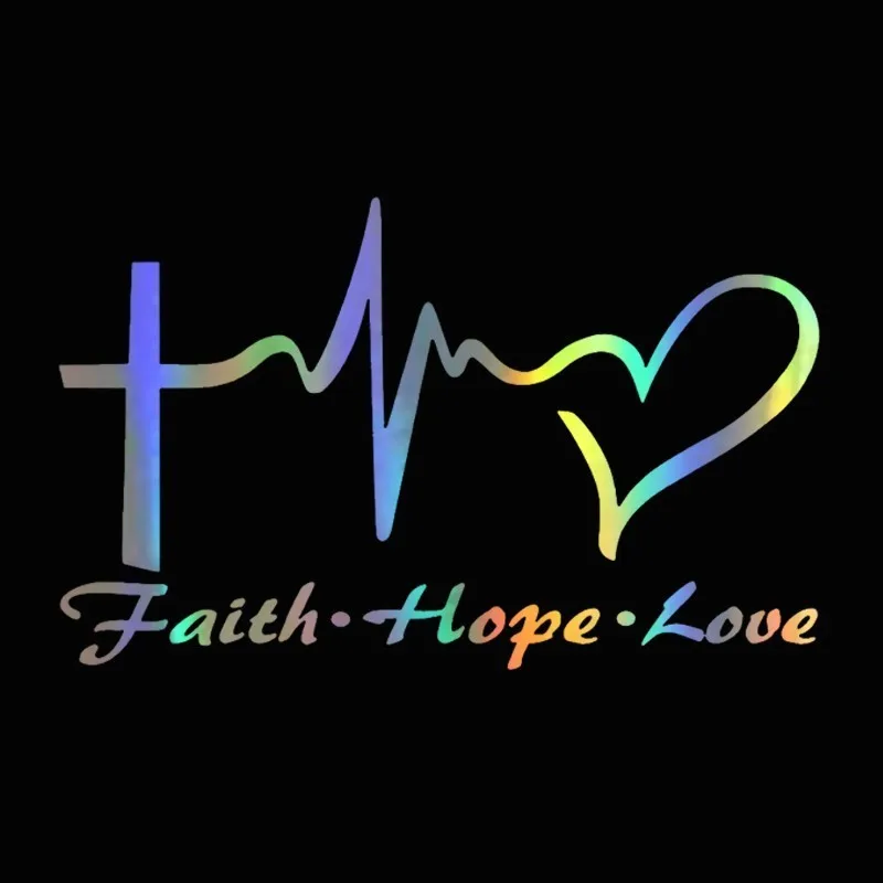 

Car Sticker Vinyl 15x9.6cm Faith Hope Love Cartoon Sticker Jesus Christian Religious Bible Verse for Car Window Body Decoration