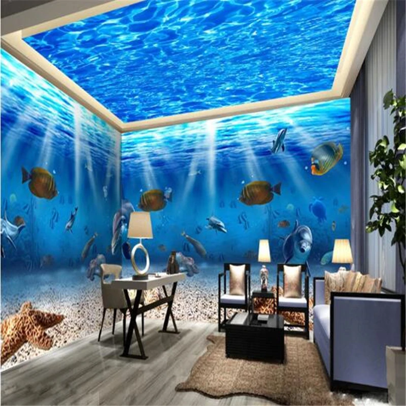 

beibehang 3D wallpapers marine creatures dolphin photography background modern European art living room home decoration