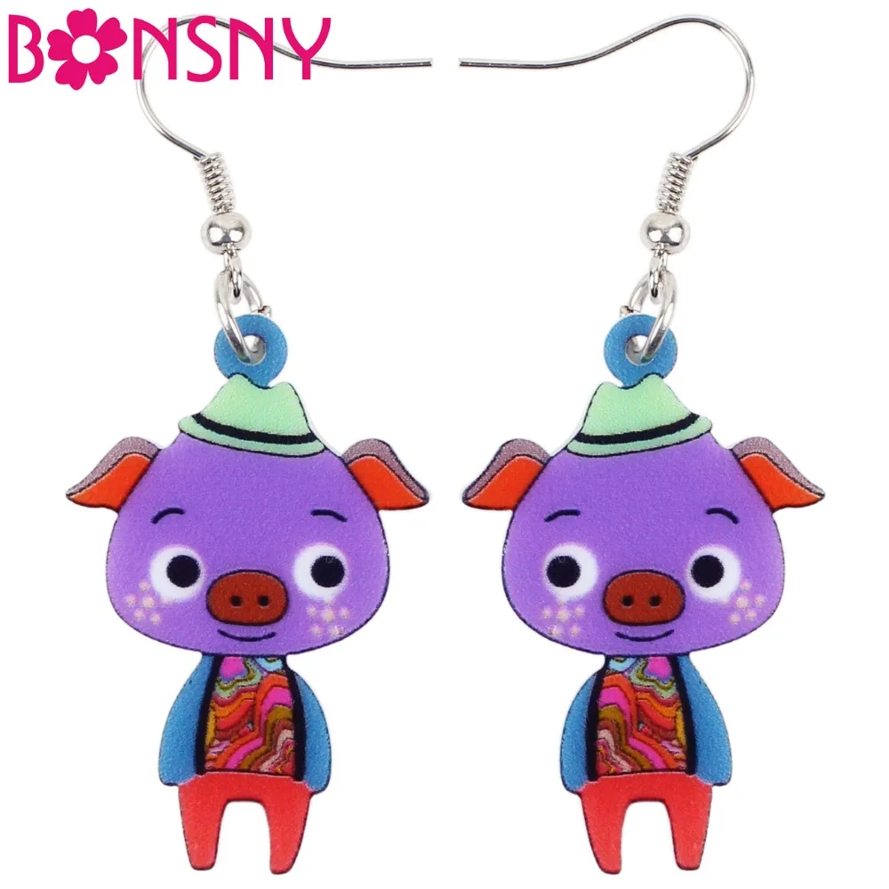 

Bonsny Statement Acrylic Anime Pig Piggy Earrings Big Long Drop Dangle Novelty Animal Jewelry For Girls Women Decoration Bulk