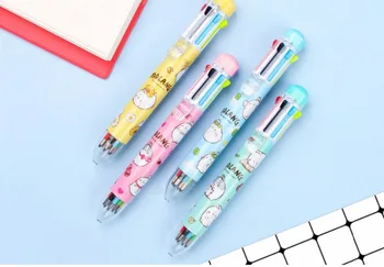 

new Creative style Multicolor press ballpoint pen 6 in 1 color cute cartoon pen school prize gift student ballpoint pen 48pc/lot