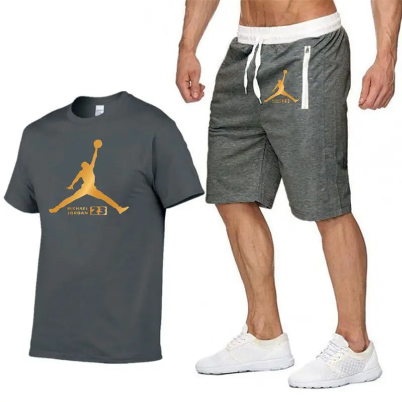 Мужская Новинка Jordan футболка с короткими рукавами мужские шорты Модный принт Веселая Футболка Летняя Повседневная футболка шорты костюм