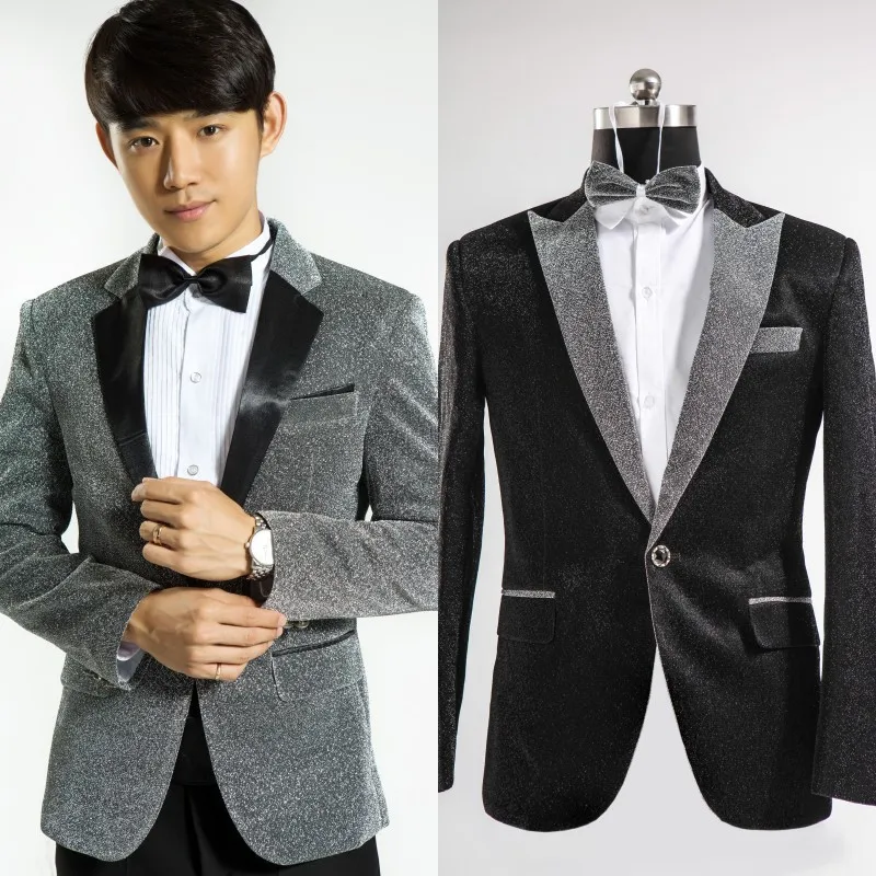 Sequined wedding dress and groom upscale wedding suits for men terno