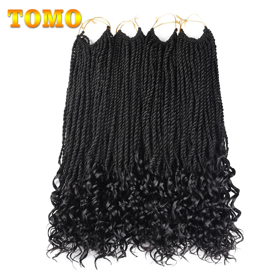 TOMO 18Inch 30Roots Curly End Senegalese Twist Crochet Braids Synthetic Hair Extensions For Women Africa American Hair Braiding