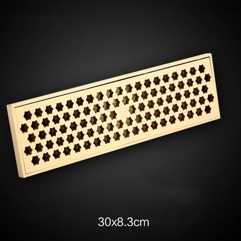 High Quality Gold Pure Copper Brass 300*83mm Bathroom Linear Shower