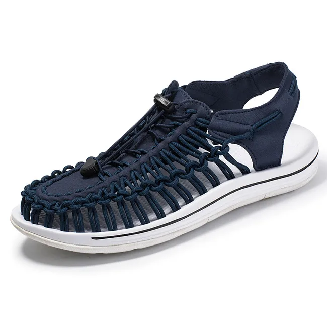MIXIDELAI/летние мужские сандалии; большой размер 47; модные плетеные дизайнерские дышащие повседневные пляжные туфли ручной работы; уличные сандалии для мужчин - Цвет: blue