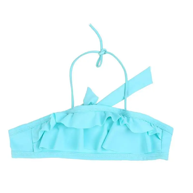 2018 Kids Baby Girls Solid Halter Ruffles Tankini  (22)