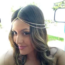 Бохо для волос, резинки для женщин, Золотая, серебряная металлическая цепочка для волос, модное украшение для волос, ювелирные изделия, свадебные аксессуары