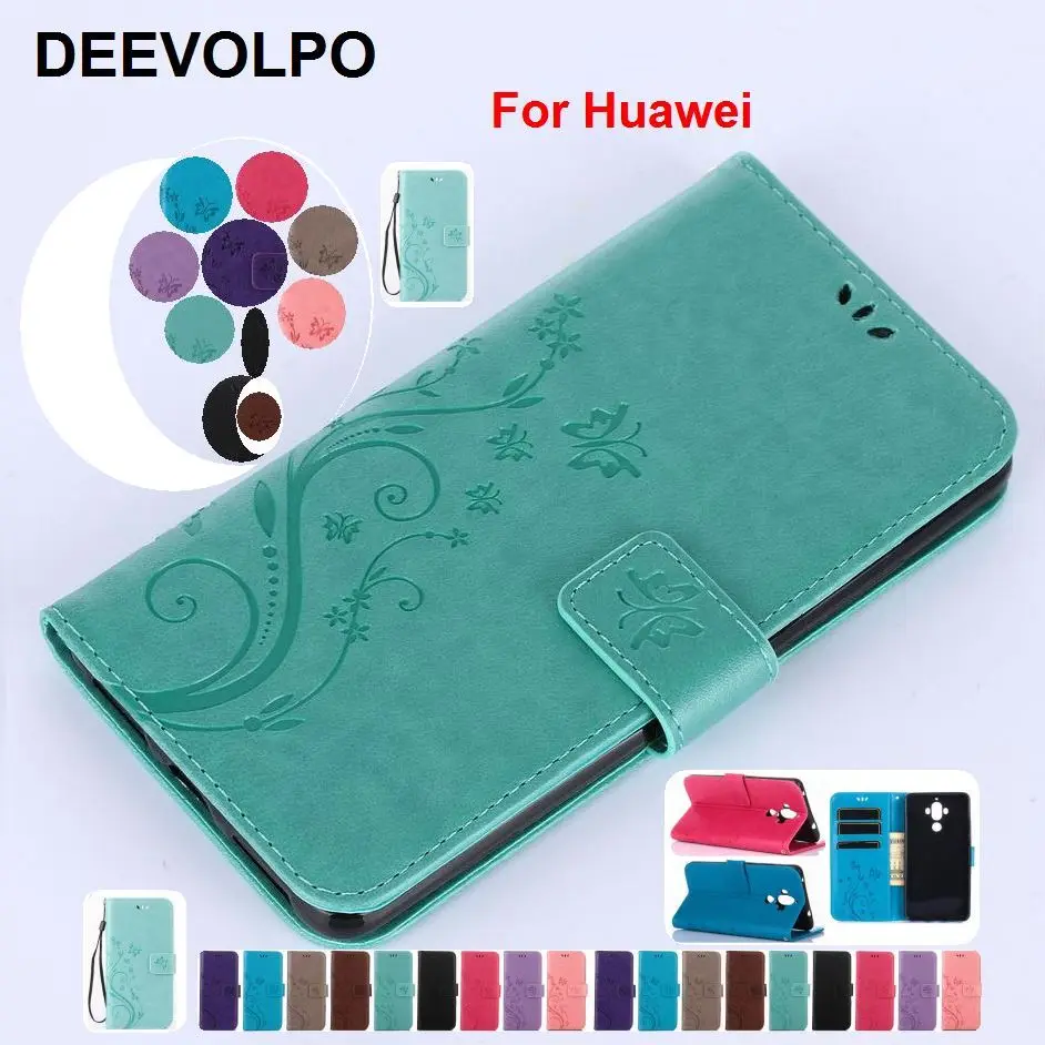 

DEEVOLPO Flower Lady Coque Leather Book Cases For Huawei P8 Lite 2017 P10 Plus Y5 II Y6 II For Samsung S8 Plus Solid Color DP04F