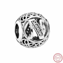 Уникальный серебряный 925 столичный N бисер в винтажном стиле прозрачный CZ DIY Fit PANDORA Подвески для женщин ювелирных изделий LE015-N