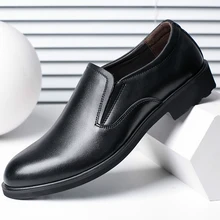 2017 Male Genuine Leather Man Shoes Round Toe Business Formal Shoes Breathable Man Fashion Foot Wrapping Black Shoe Flats