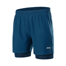 ARSUXEO Для мужчин, шорты для бега 2 в 1 ткань отводящая влагу сжатия для бега, для занятий в спортивном зале, Фитнес марафон спортивные шорты с карманом и веревки