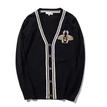 Новые роскошные мужские Роскошные зимние джентльменские вязаные Повседневные свитера с вышивкой пчелы кардиганы азиатского размера высокого качества Drake# E197