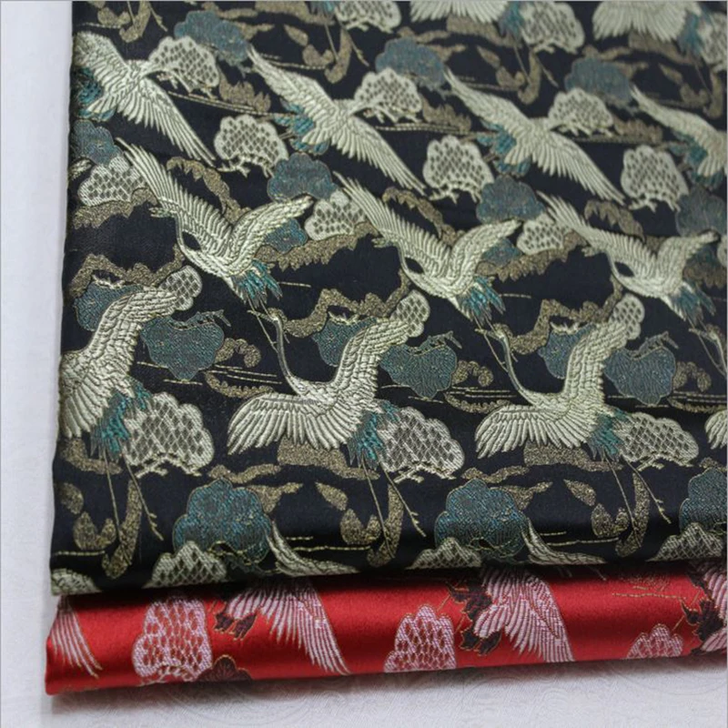 HLQON 75cm width brocade yarn dyed crane fabric for patchwork felt tissue telas cheongsam dress children cloth coat bed sheet | Дом и сад