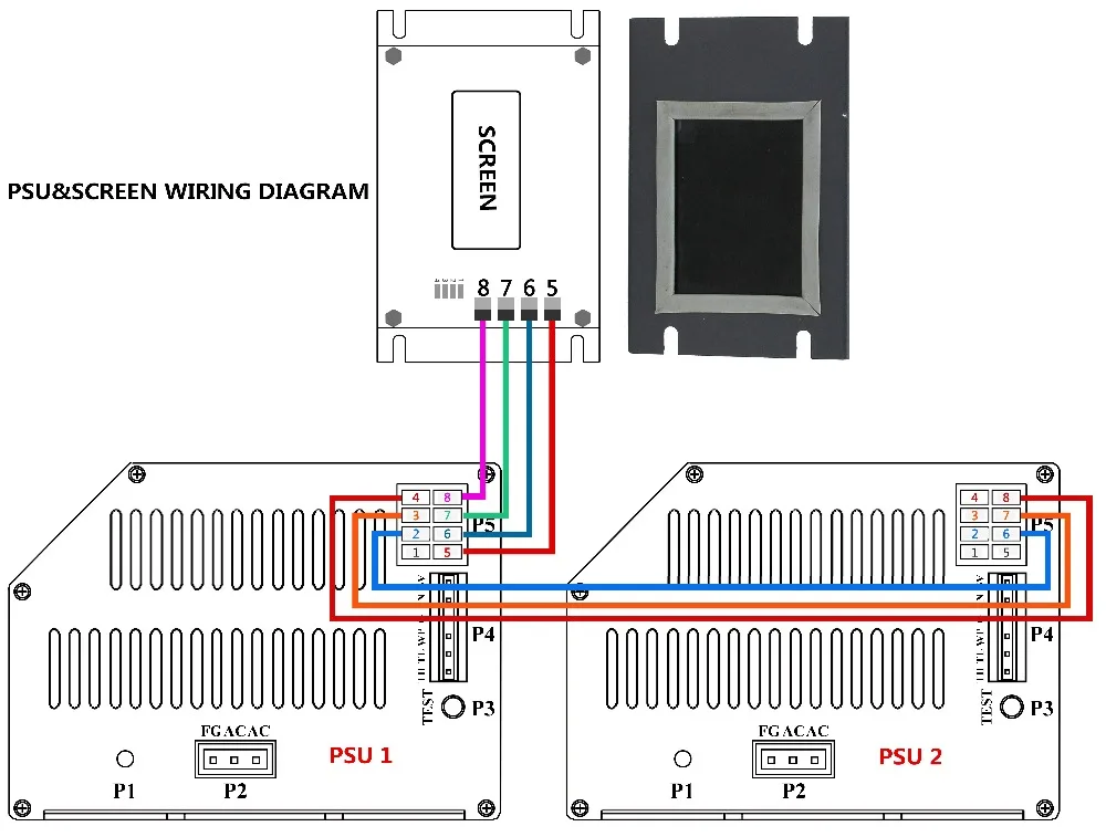 2pcs power supply connect screen