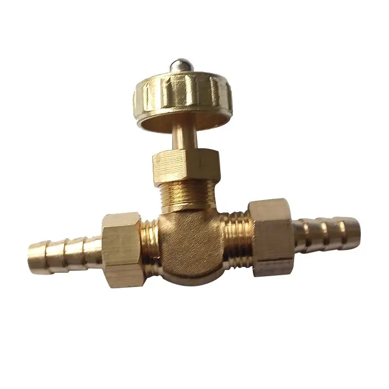 Brass Needle Valve Inline 8mm//10mm Propane Butane Gas Adjuster Barbed Spigots