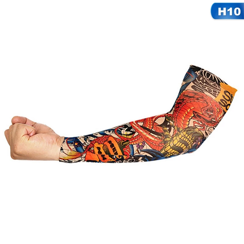 1PC Cycling Sports Tattoo Sleeves Cool Arm Sleeves Cycling Running Arm Warmer Sport Elastic Oversleeve Arm Warmers