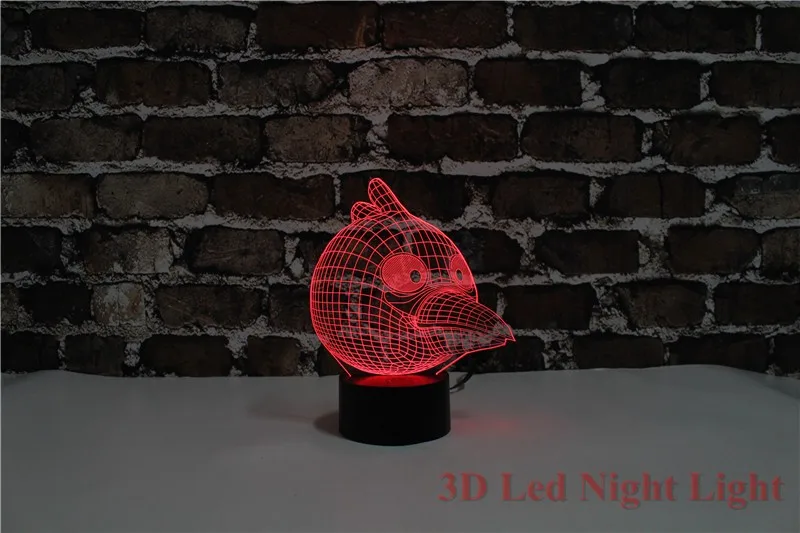 Санта подарок 3D LED Blue Ice Птица Декоративные Ночные светильники 7 цветов изменчива Творческий коробка птица Ночные светильники yjm-2842