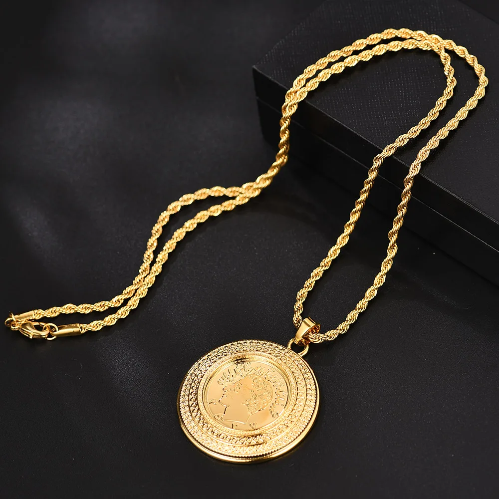 Турецкие арабские монеты ислам Бог мусульманский кулон ислам среднее ожерелье «Восток» золотое ожерелье ювелирные изделия Прямая