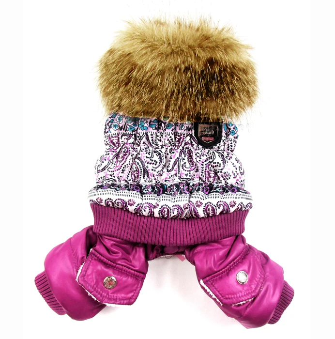 Новое поступление, фиолетовая модная зимняя куртка для собаки с рисунком,, одежда для собак, новая одежда для собак