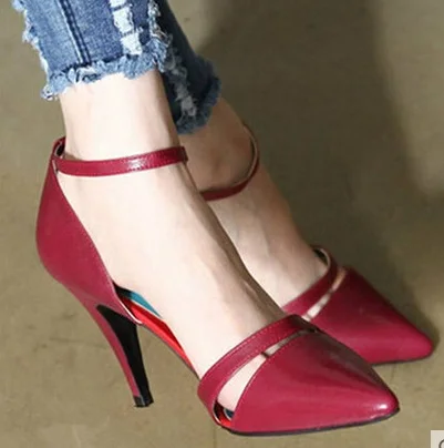 

2017 high thin heels pointed toe sandals small yards 31 32 33 plus size 40 41 42 43 all-match women's shoes free shipping