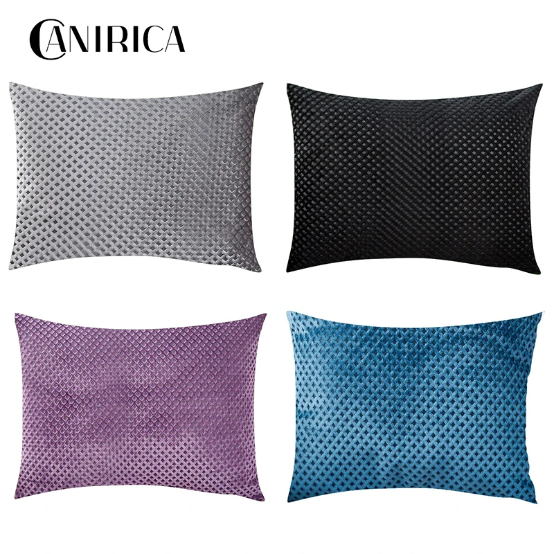 

CANIRICA Cushion Cover Gray Throw Pillows Cover 45x45cm Velvet Pillowcase Home Decoration Funda Cojin For Sofa Living Room Decor