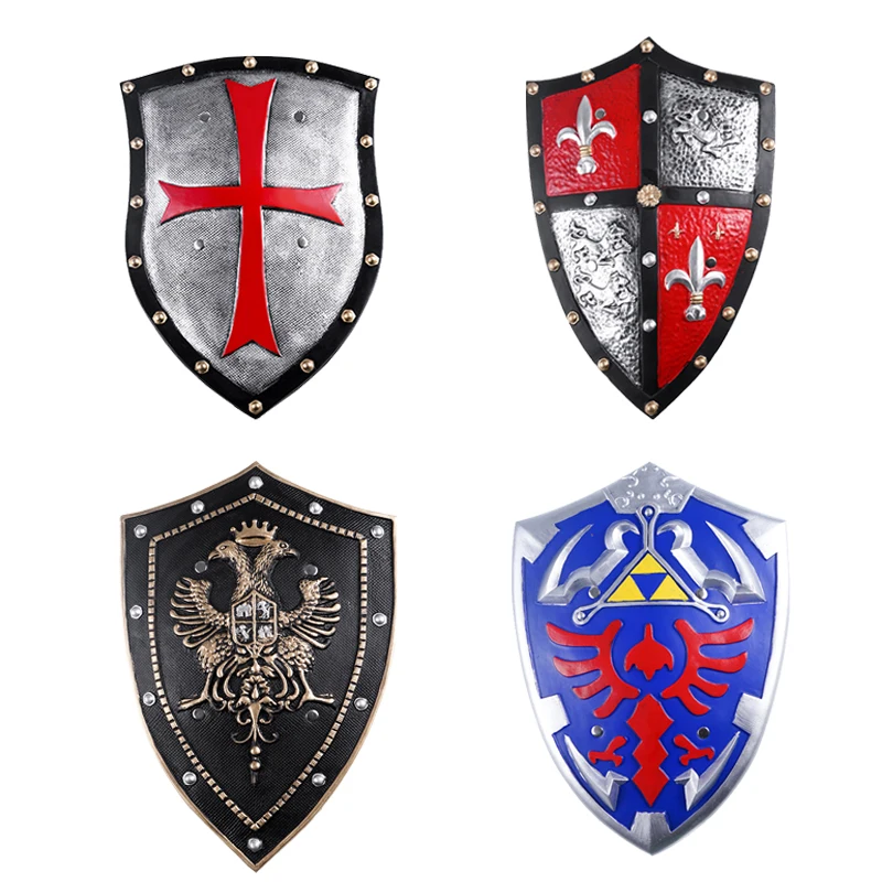 

Cosplay 1:1 PU Crusader Knight Shield Costume Props Medieval Dragon Warrior Game Soldier Weapon Halloween Party Adult Kids Gift
