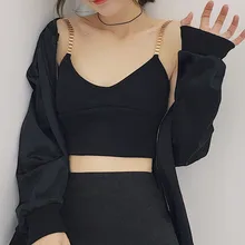 Г., новинка, весенне-летний хлопковый однотонный хлопковый жилет с металлической цепочкой для девочек, универсальный модный жилет с короткими рукавами