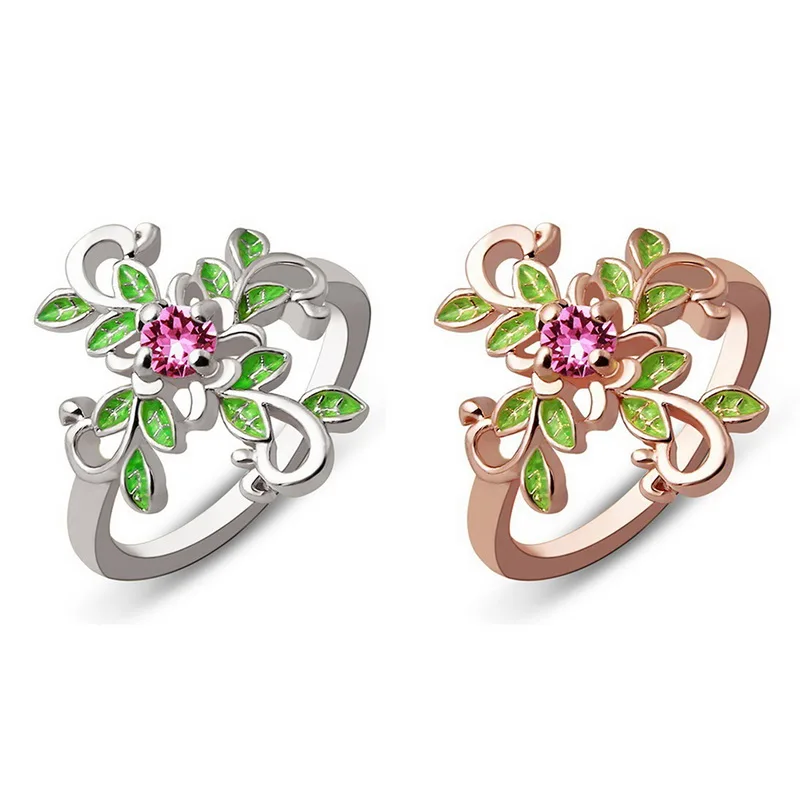 LASPERAL 2018 Cubic Zirconia Cross Leaf Rings For Women Rose Gold Silver Copper Wedding Engagement Bijoux Ring Jewelry | Украшения и
