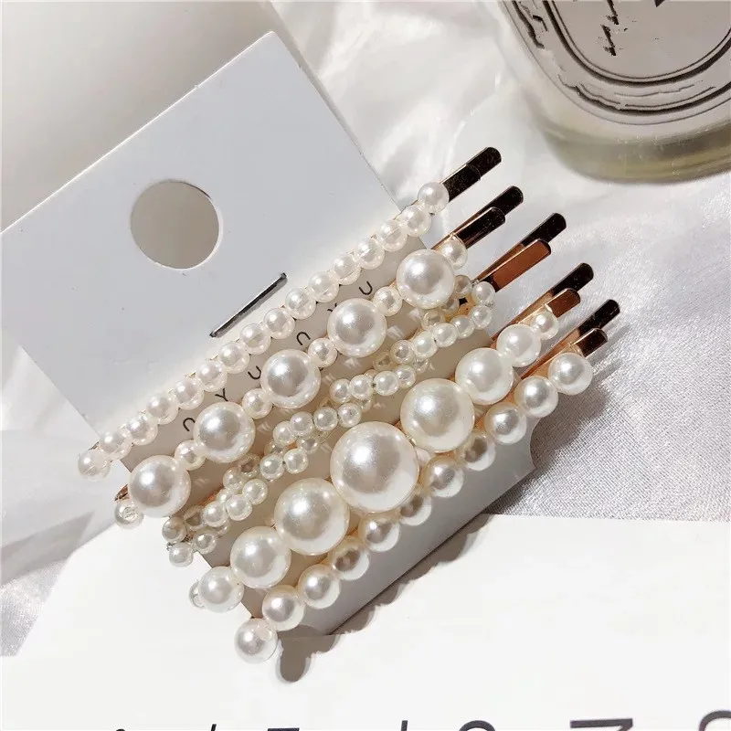5pcs/lot Big Small Imitation Pearl Beads Hair Clips Hairpins for Women Fashion Hair Jewelry Simple Barrettes Wholesale