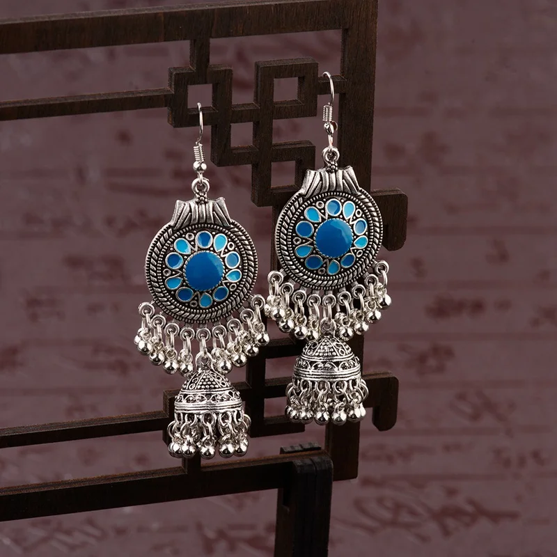 Amader Traditional Indian Ethnic Silver Drop Earrings Tassel For Women Gypsy Tassel Jhumka Jhumki Earring Dangle Statement - Image 5
