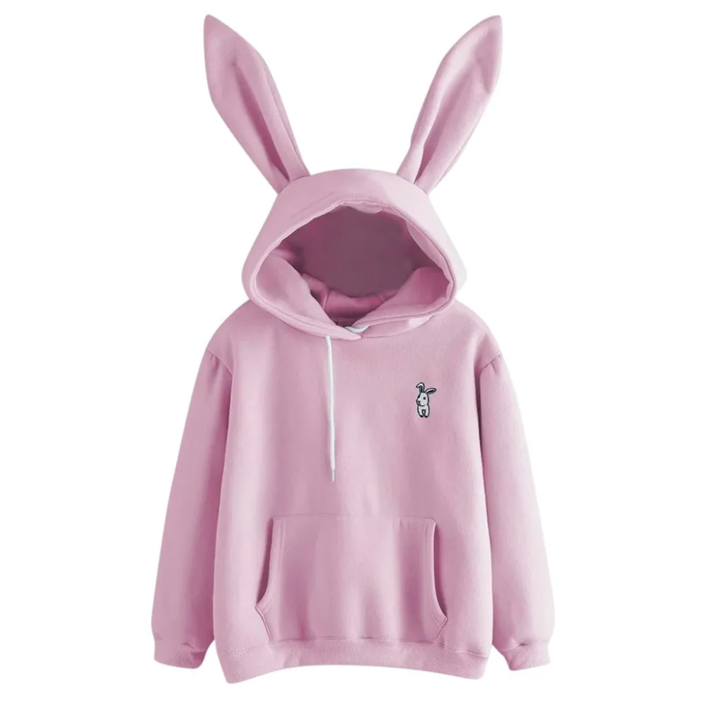 

7 colors new fashion Women Long Sleeve Rabbit ear Hoodie Sweatshirt Pullover Tops moletom feminino vetement femme 2018 blackpink