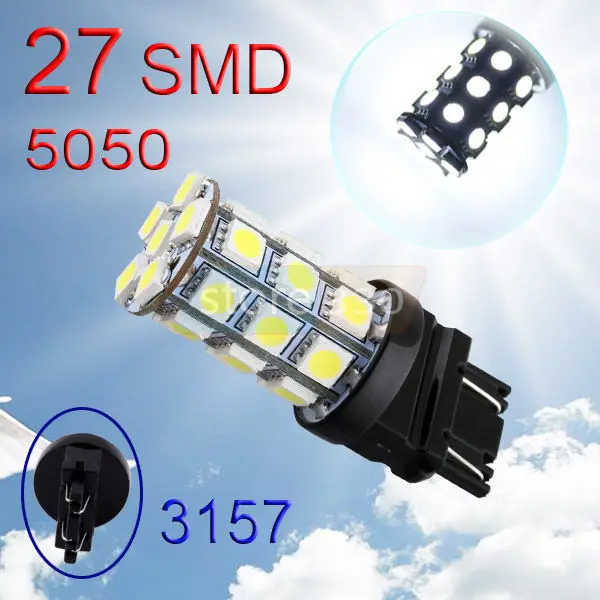 2pcs 3156 3157 Pure White 27 SMD 5050 Stop Brake Turn Tail Car Lamp | Автомобили и мотоциклы