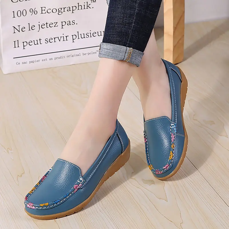 

Fashion Casual Shoes Women Flats Comfortable Womens Summer Shoes Non Slip Soft Genuine Leather Shoes Loafers Chaussures Femme