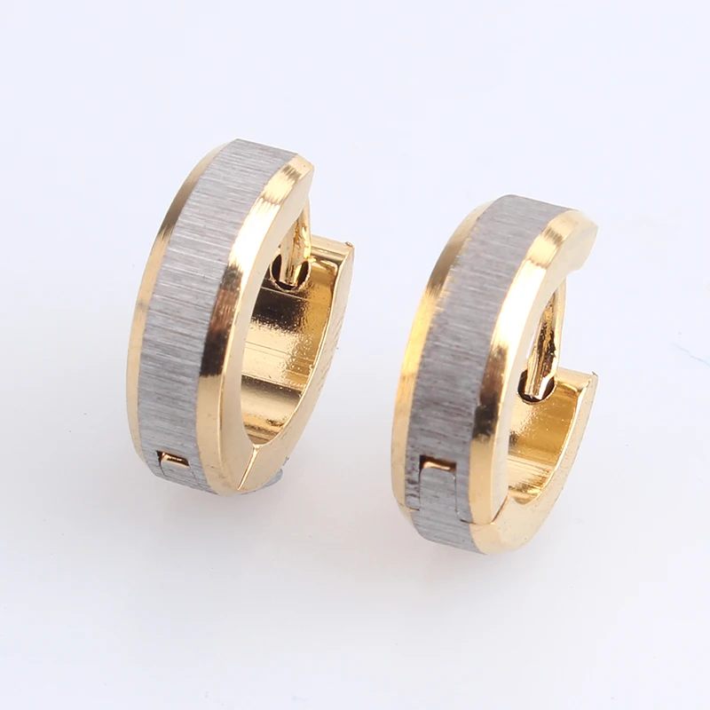 free shipping 4mm gold color brushed 316L Stainless Steel Stud Earrings