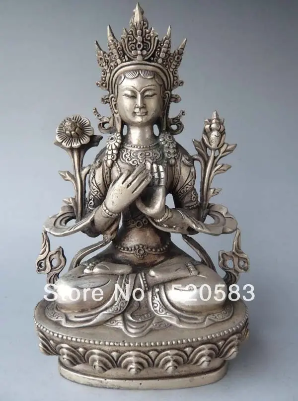 

Tibetan Buddhist Silver Maitreya Buddha Statue