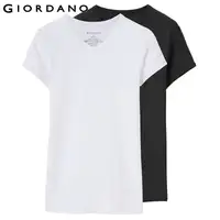 Giordano две хлопчатобумажные футболки с v-образным вырезом и короткими рукавами,модель имеет несколько цветовых решений ,и большой размерный ряд. - изображение