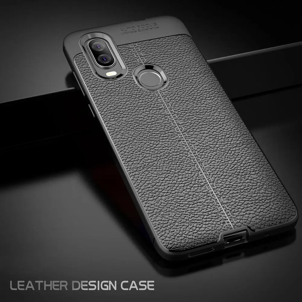 

For Motorola One Vision Case DropProof Hybrid Armor Leather Texture Soft TPU Case for Motorola Moto One Vision XT1970-1 XT1970-3